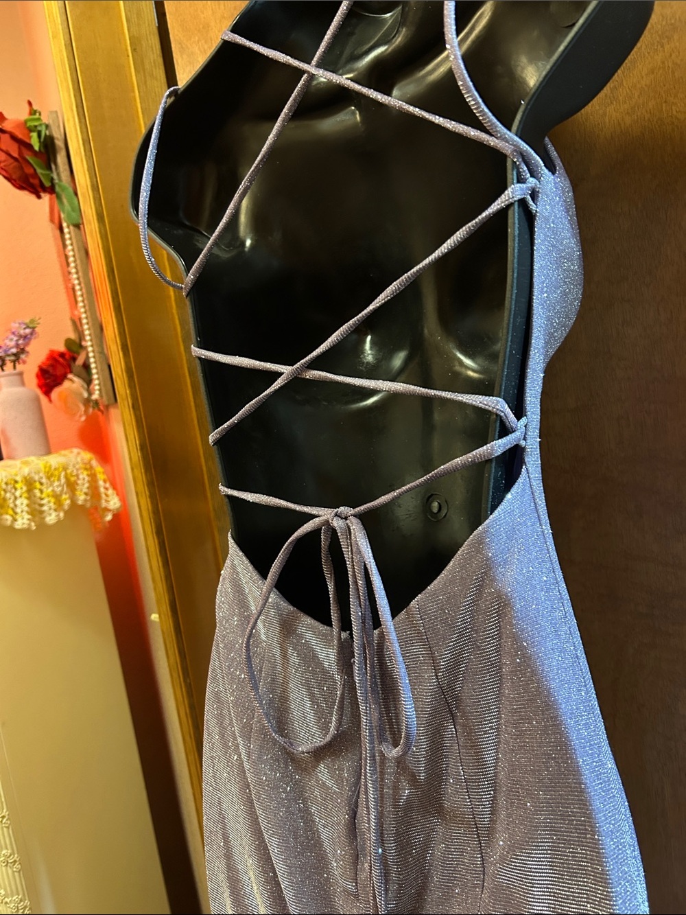 Sparkle V-Neck Lavender Special Occasion Gown - Picture 7 of 10